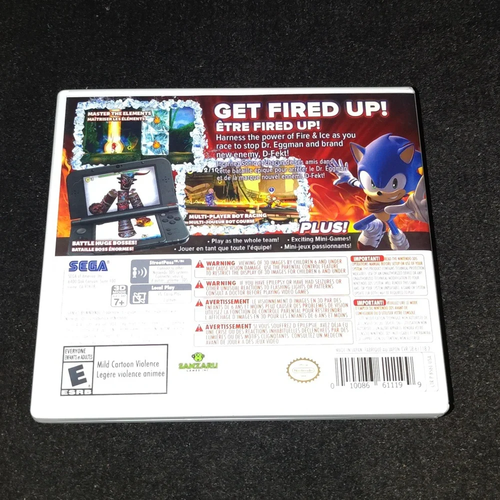 Sonic Boom Fire & Ice - Nintendo 3DS ***CASE ONLY / NO GAME / Authentic /USA
